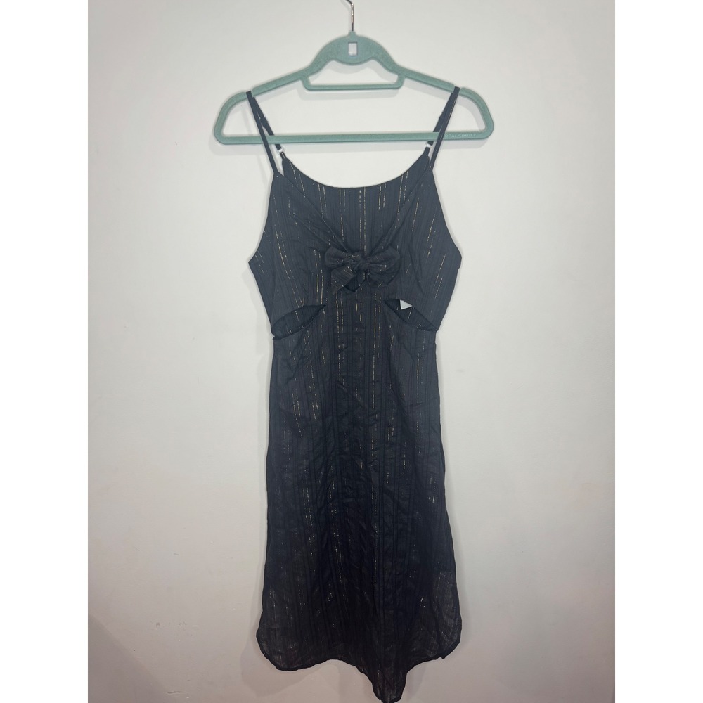 La Blanca Cutout Maxi Dress Black Gold Coverup Sz S